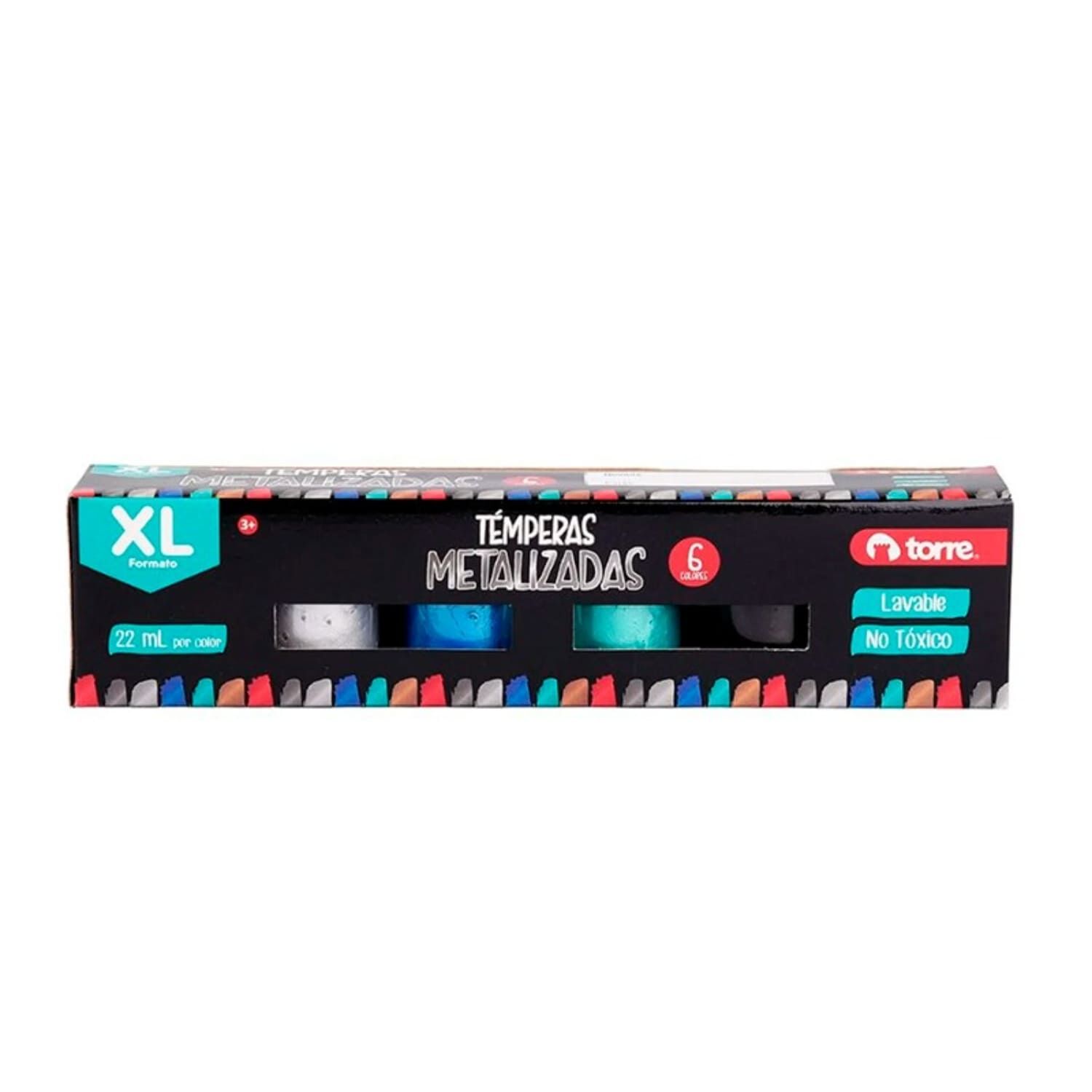 Pack X 4 Cajas T&eacute;mpera Metalizada 6 Colores Torre image number 0.0
