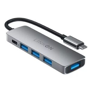 Hub Adaptador Linkon Usb Tipo C 5 En 1 Rj45 Para Mac Y Windows - Gris