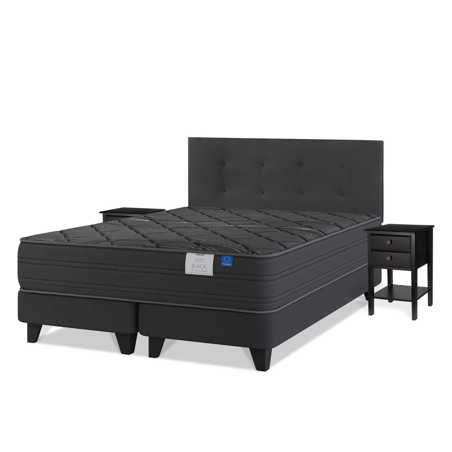 Cama Europea Flex Black / 2 Plazas / Base Dividida + Set De Maderas image number 0.0