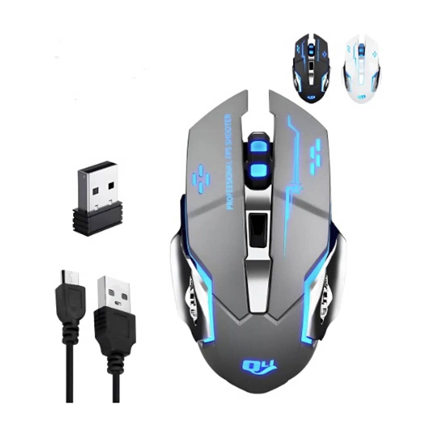 Mouse Gamer Inal&aacute;mbrico Silencioso Y Recargable Con Luz Led image number 0.0