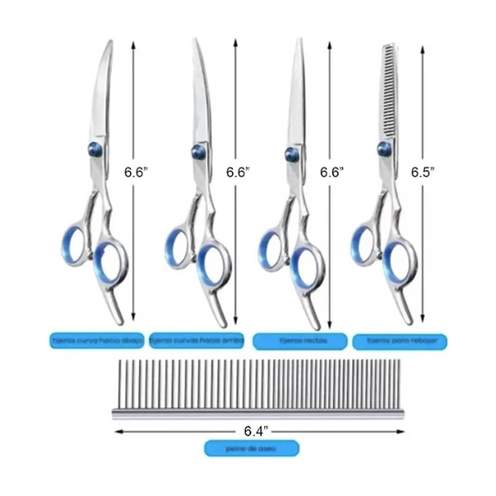 Set De Tijeras Peluquer&iacute;a Canina Perros Corta Pelo 4 Tijeras image number 3.0