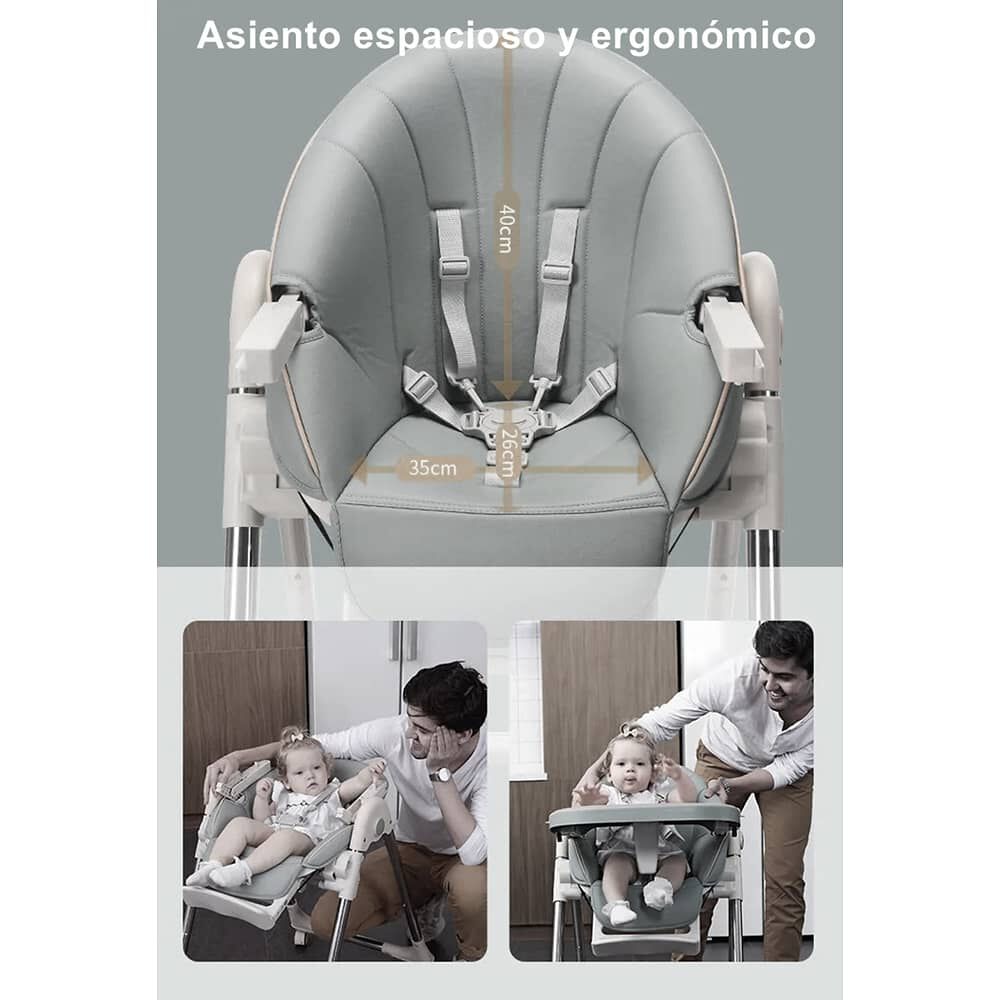 Silla De Comer Lubabycas Plegable Con Ruedas Gris image number 2.0