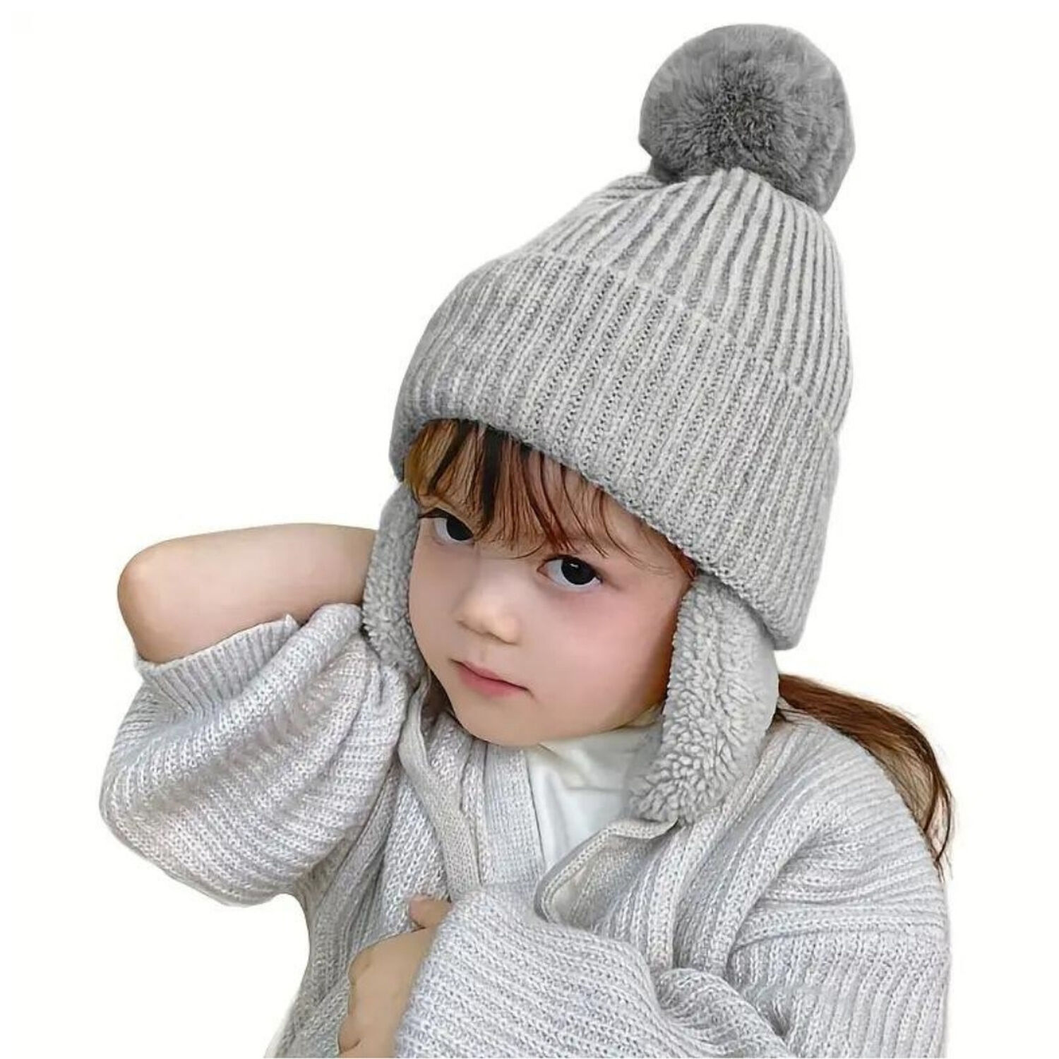 Gorro De Invierno Para Ni&ntilde;os Con Pomp&oacute;n Orejeras Felpa 45 Cm image number 2.0