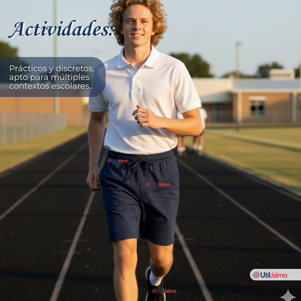 Pack 2 Pantal&oacute;n Corto Short Escolar Juvenil Algod&oacute;n Deportivo Azul Marino image number 9.0