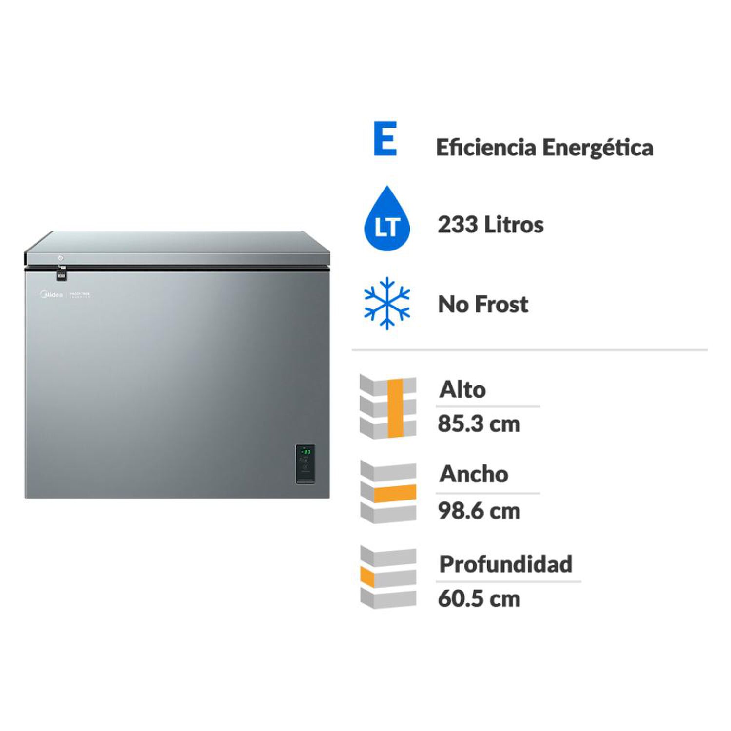 Freezer Horizontal Midea Mdrc321fee50 / No Frost / 233 Litros / E image number 1.0