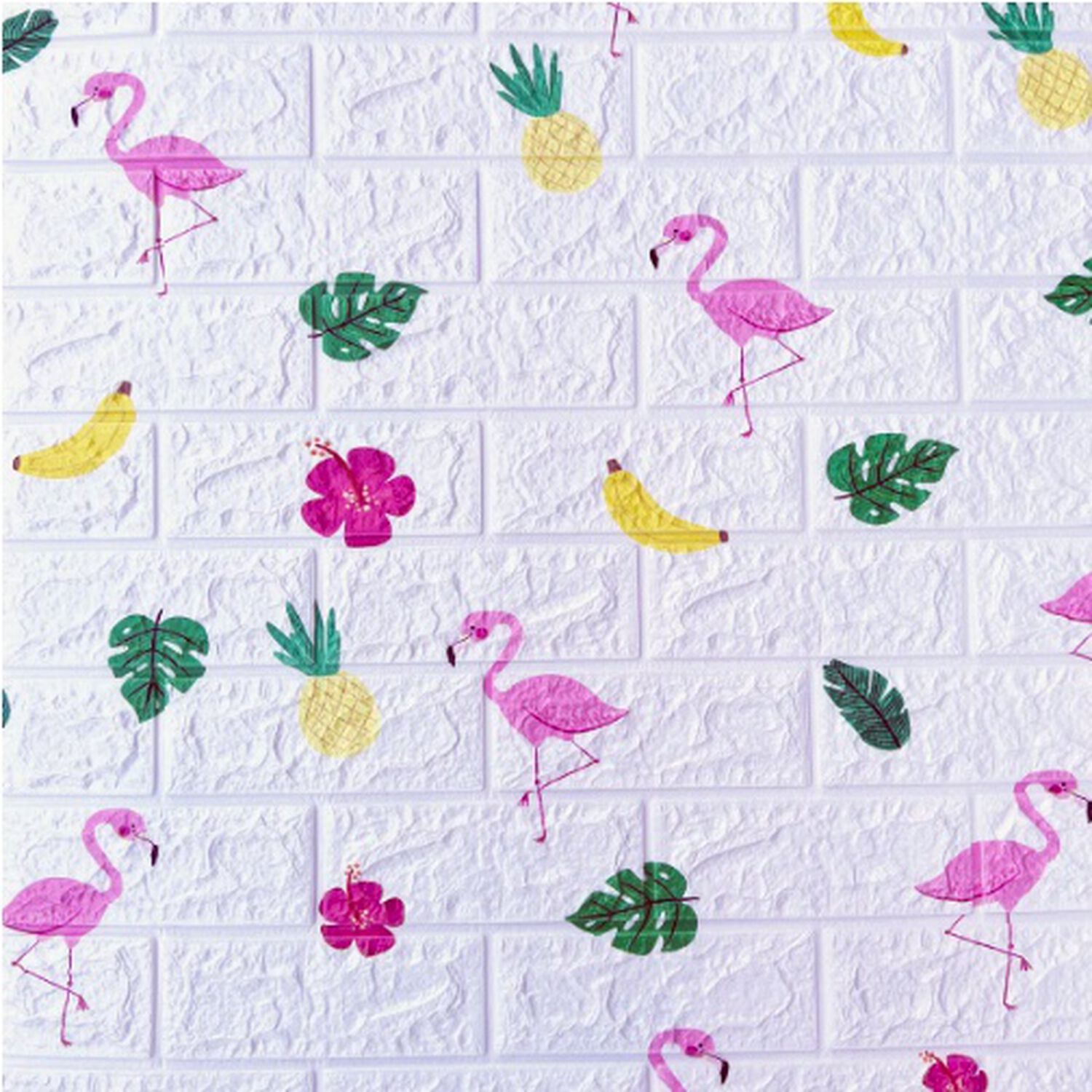 Pack 10 Lamina Papel Mural Autoadhesivo 3d Ladrillo Flamenco image number 0.0