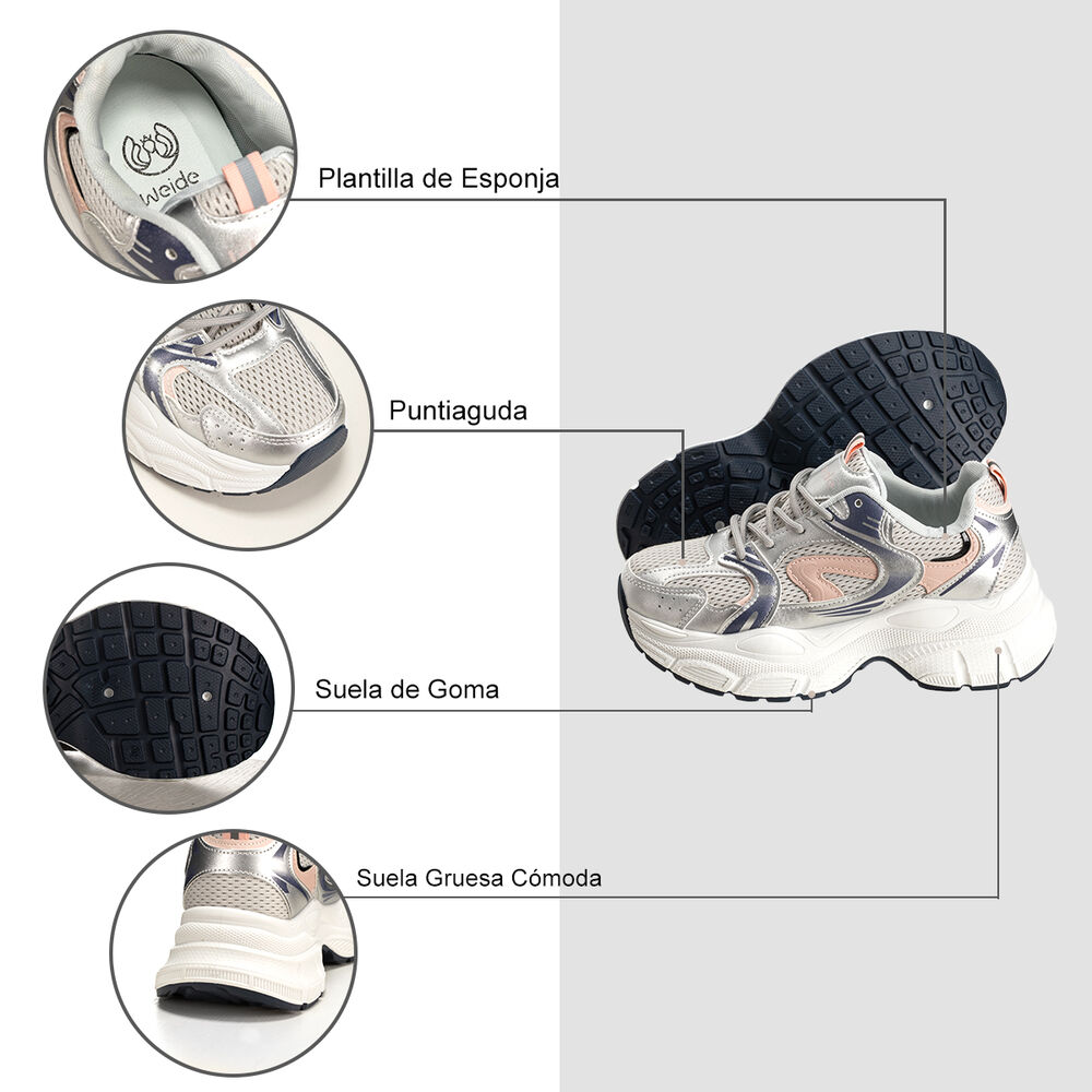 Zapatillas Plateado Casual Mujer Weide Sl01 image number 6.0