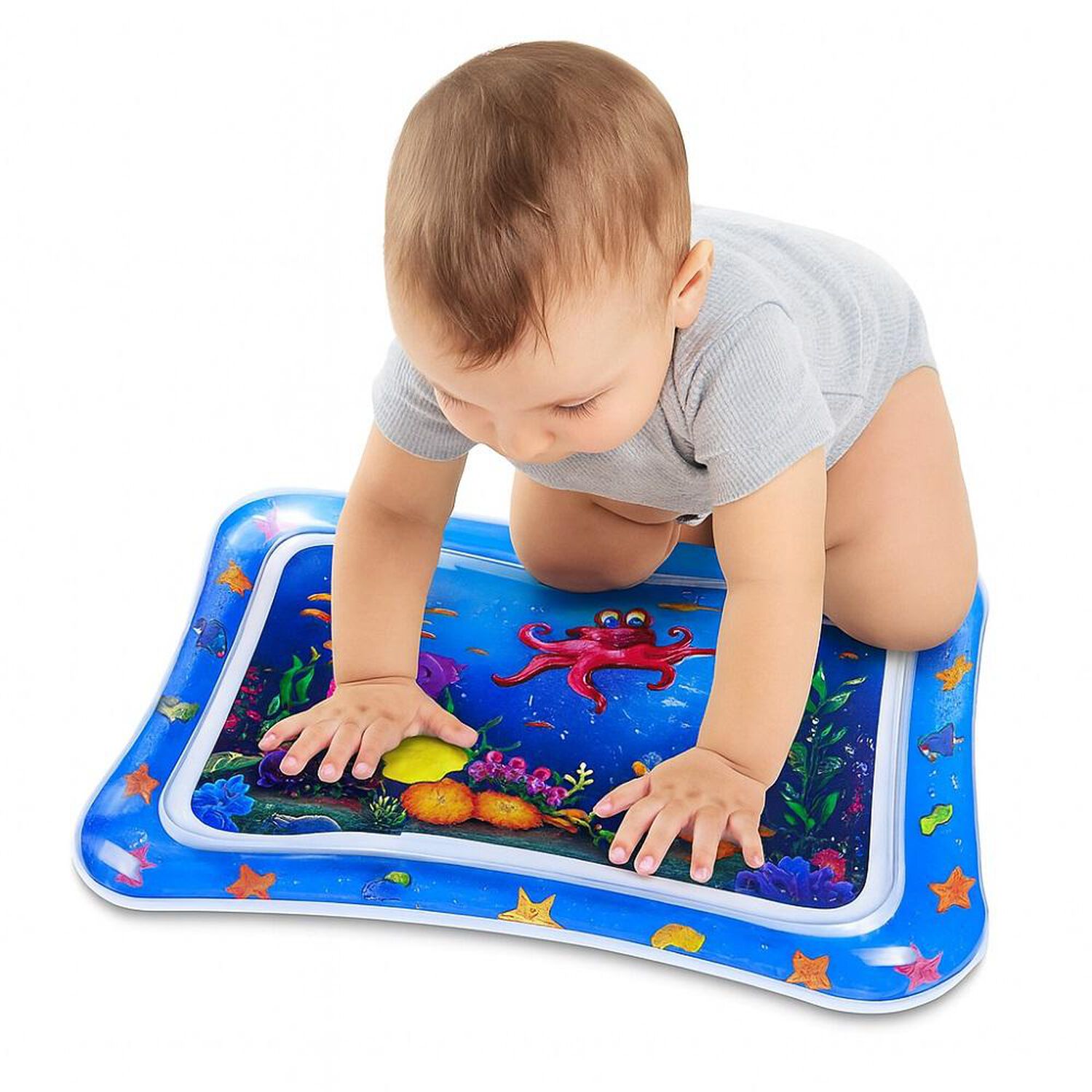 Alfombra De Agua Sensorial Para Bebes Inflable Color Azul image number 0.0