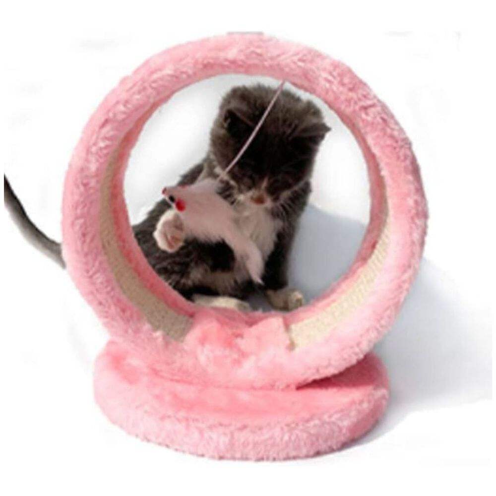 Rascador Para Gatos Diseño Circular Juguete Colgante Rosado image number 2.0