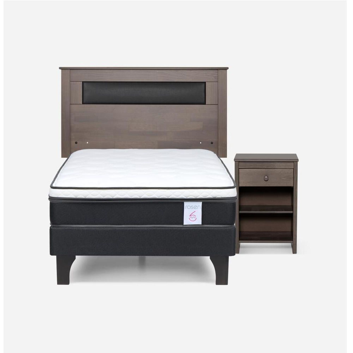 Cama Europea Rosen New Style 6 / 1.5 Plazas / Base Normal + Set De Maderas image number 0.0