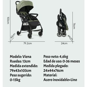 Coche De Paseo Últra Compacto Liviano Viena Gris Lubabycas