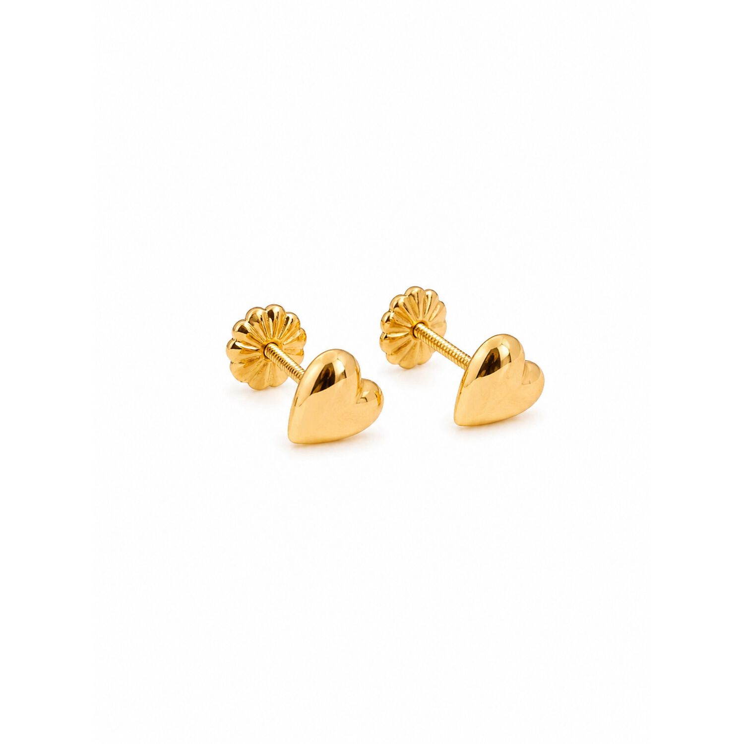Aros Coraz&oacute;n Oro 18k 6mm N2 Atornillado 0.65gr Ni&ntilde;a Juevenil Dorado image number 0.0