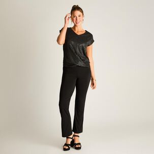 Polera Lentejuela Fantasia Y Lurex Manga Corta Cuello V Mujer Lorenzo Di Pontti
