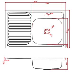 Lavaplatos Sobreponer 800x500 Izquierdo Con Desag&uuml;e Y Sif&oacute;n