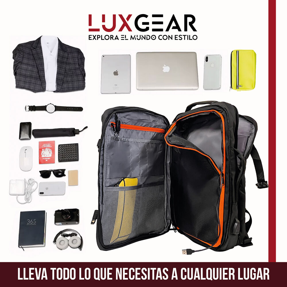 Mochila Maleta Viaje Cabina Luxgear Notebook Impermeable 48l image number 6.0