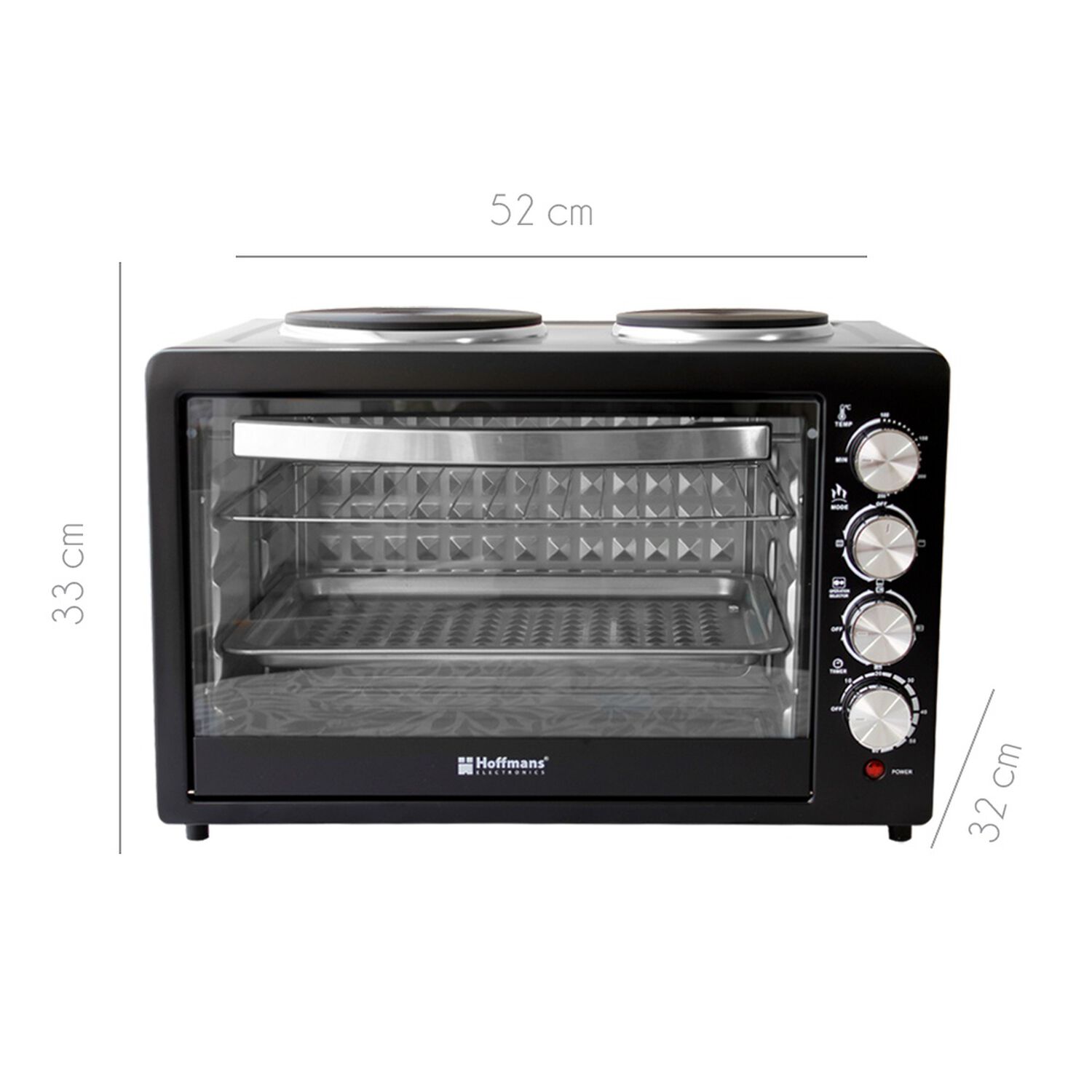 Horno El&eacute;ctrico 55 Litros Con 2 Placas 2000w + 1600w Grill image number 2.0