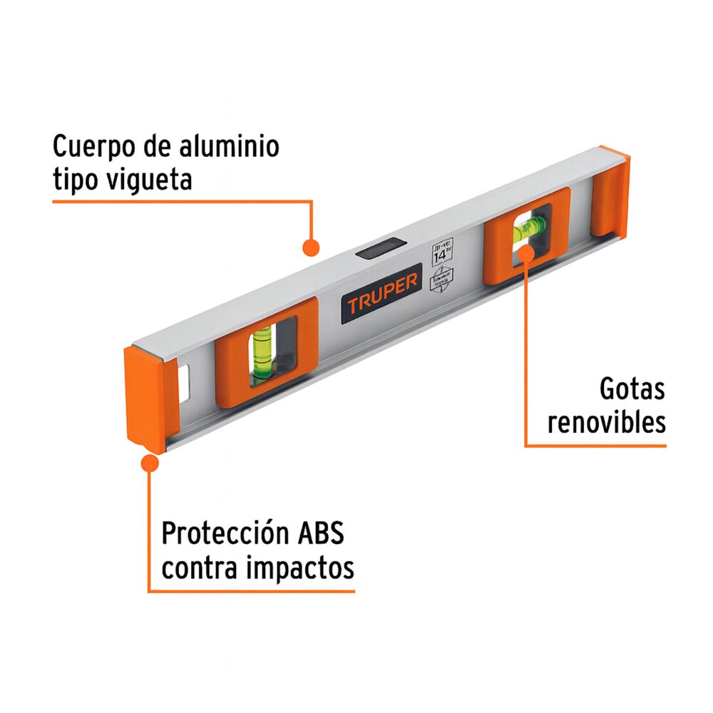 Nivel Clasico Aluminio 36 (93cm) Truper Profesional 3 Aguas image number 2.0