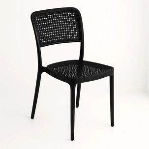 Silla De Restaurant O Terraza Comedor Hoffman Enrejada - Negracompleta