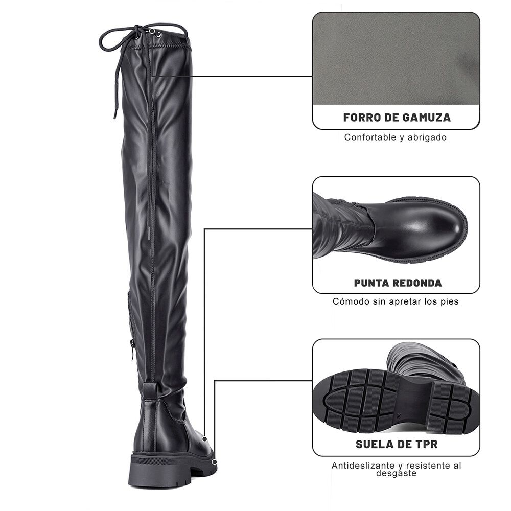 Bota Larga Casual Mujer Eco Cuero Plataforma Moda Weide Zs69 image number 8.0