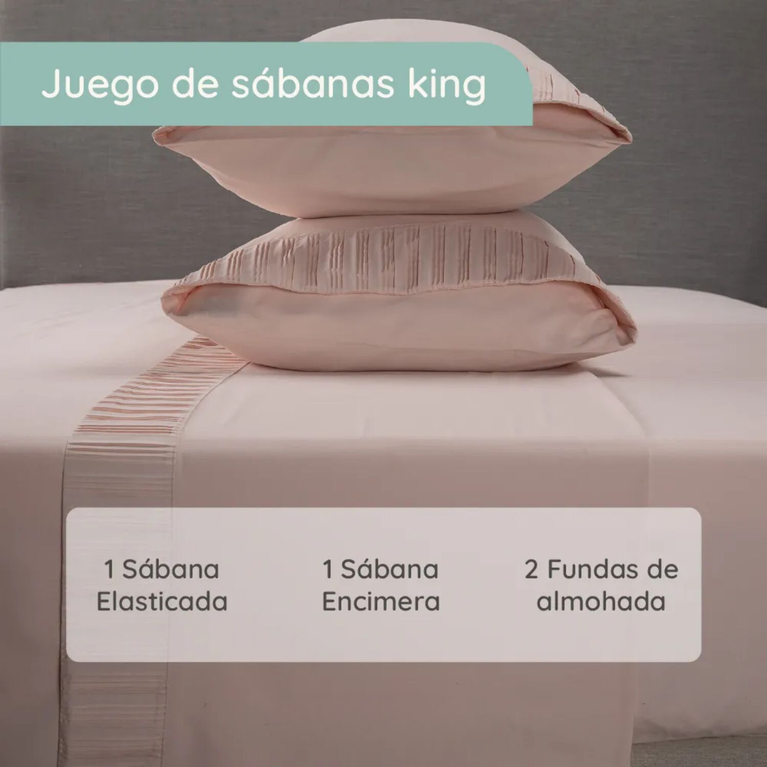 Sabanas Colch&oacute;n King Microfibra 300 Hilos Rosado image number 4.0
