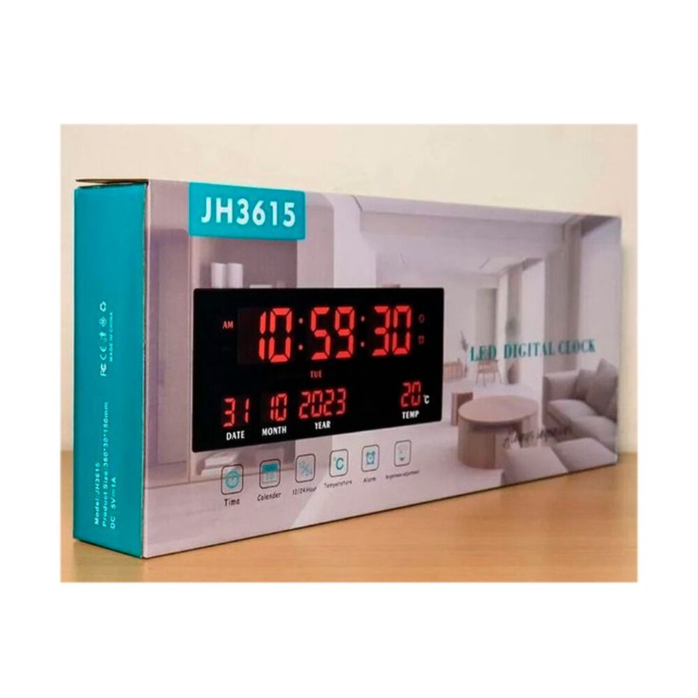 Reloj Digital Rectangular De Pared Pantalla Led Alta Visibilidad image number 3.0