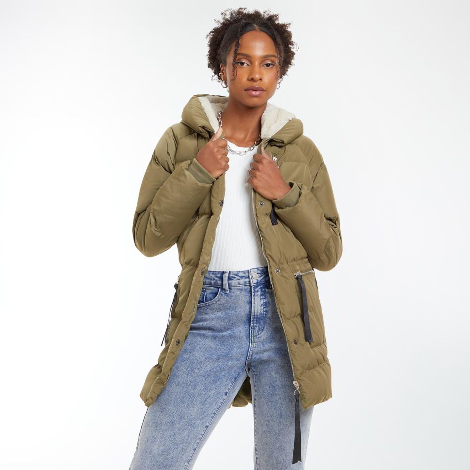 Parka Interior Con Piel Cuello Alto Con Capucha Mujer Rolly Go image number 0.0