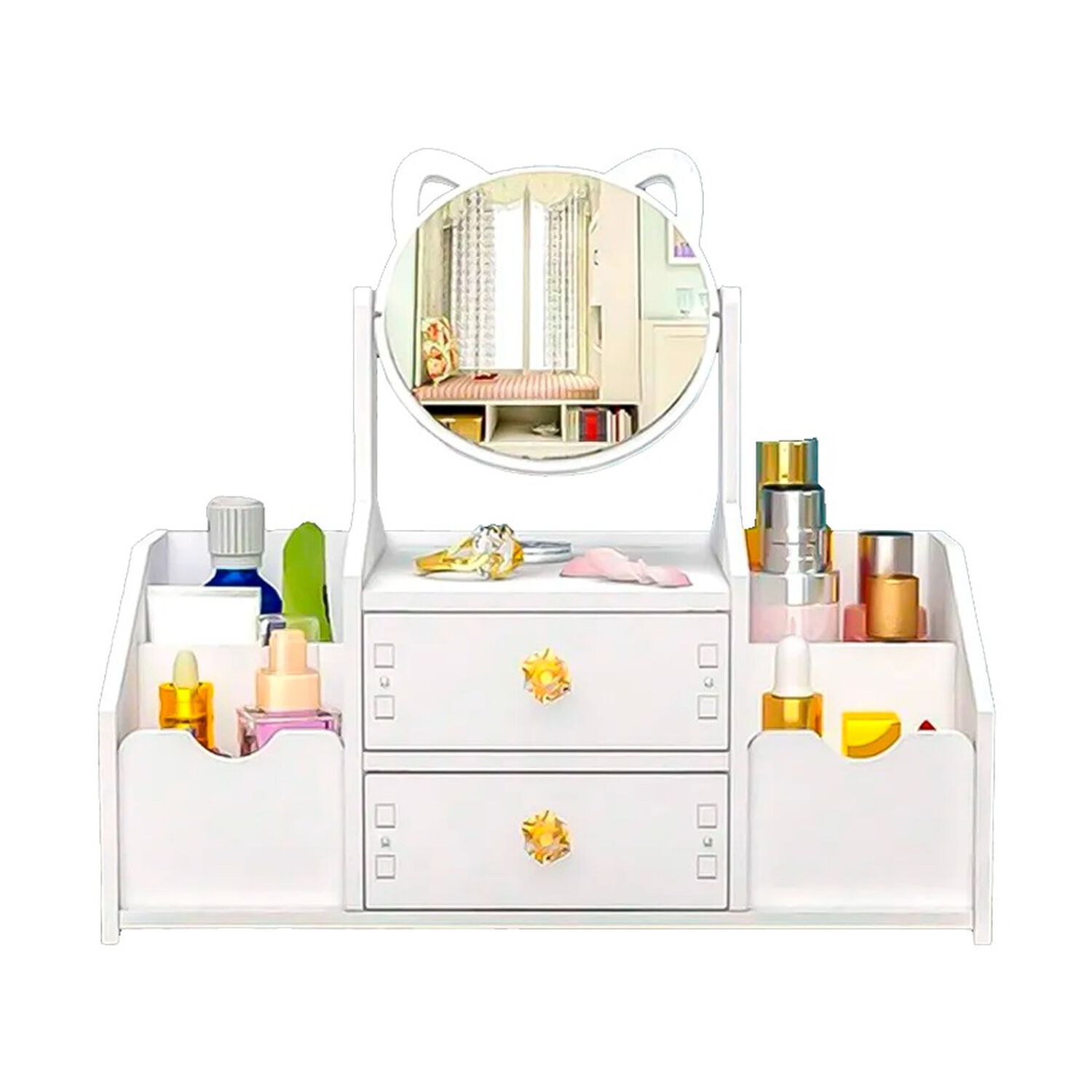 Tocador Multifuncional Organizador De Maquillaje Con Espejo 40x20x14cm image number 0.0