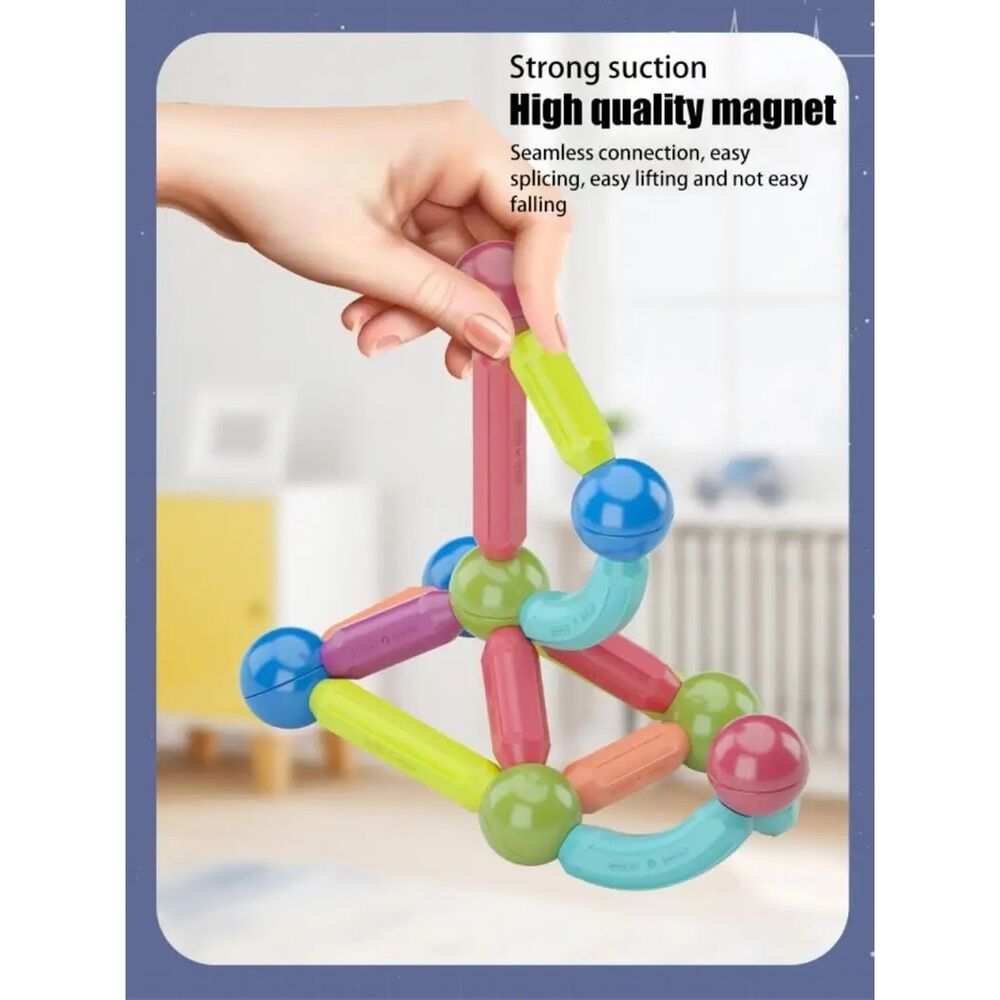 Set Juguetes Barras Imanes Did&aacute;cticos Magn&eacute;ticos 60 Piezas image number 1.0