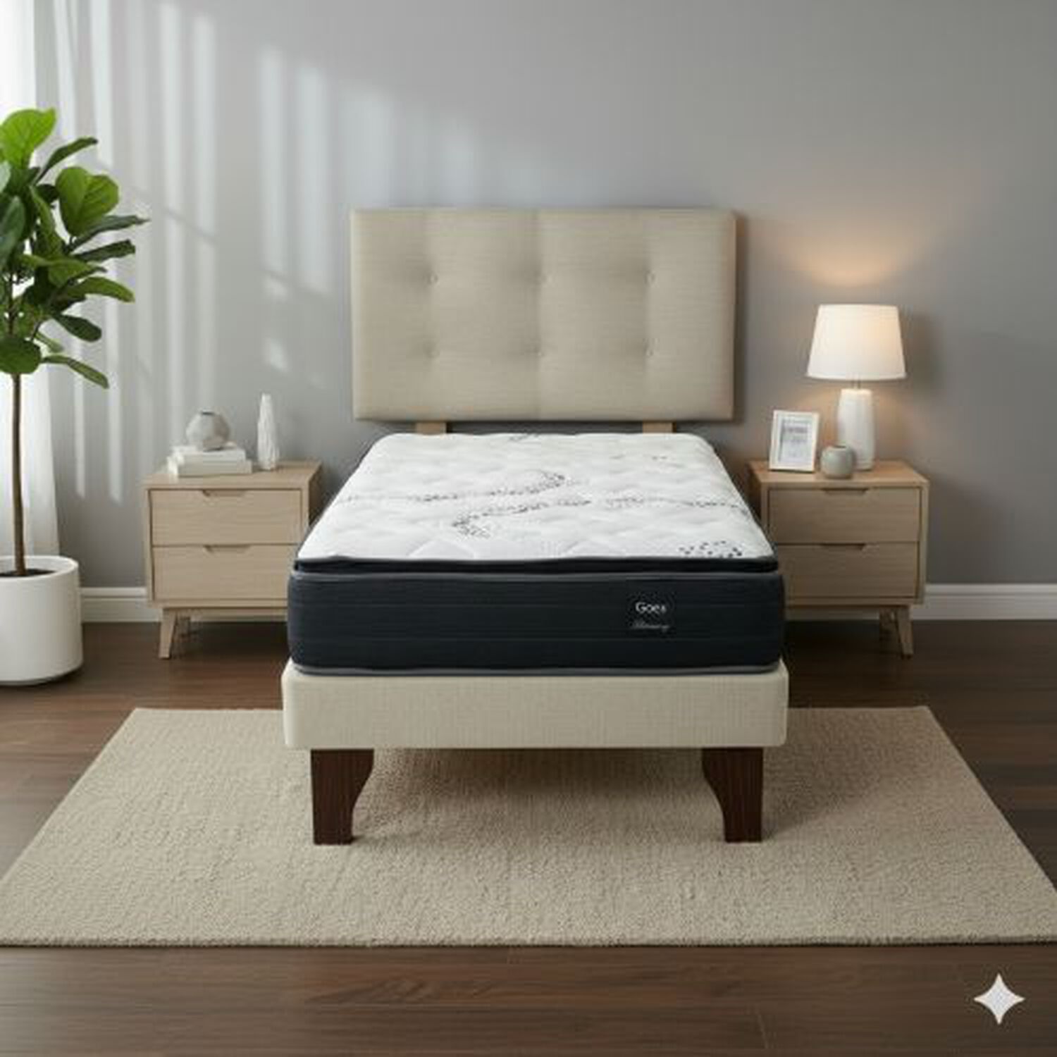 Cama Europea 1 Plaza 200 Plus Respaldo Berna image number 0.0