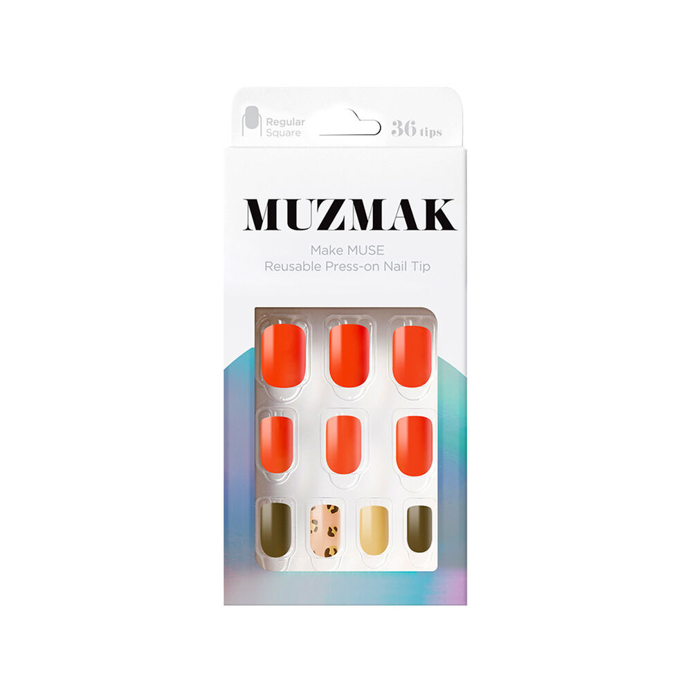 Muzmak - Uñas Press On Sweet Leopard Regular Square 36 U. image number 0.0