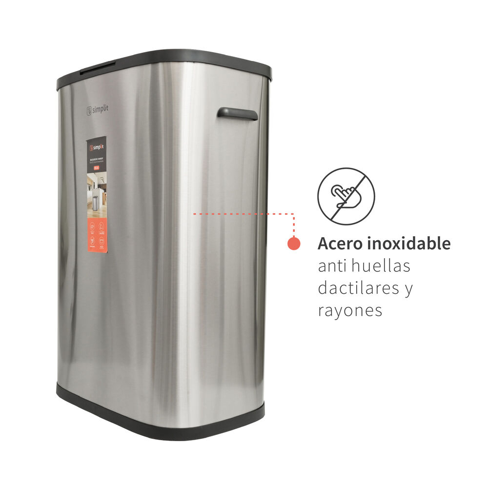 Basurero Cocina Handy 55lts Táctil Acero Inox Simplit image number 4.0
