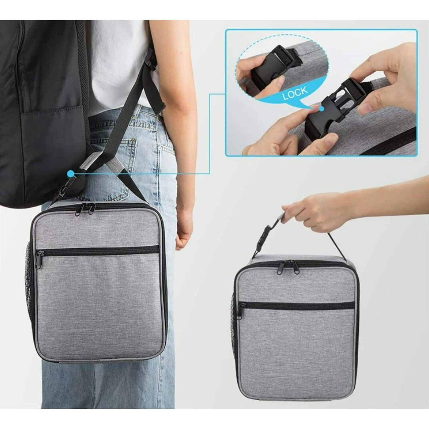 Lonchera T&eacute;rmica Port&aacute;til Gris Para Hombre Y Mujer image number 2.0
