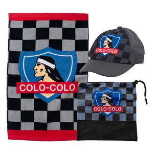 Set De Toalla De Playa +jockey+bolso / Colo-colo Cuadros / 140x70 Cm