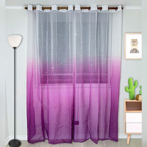 Pack De Visillos En Degrade Tela Tipo Velo Medida 140cm X 230cm Color Morado