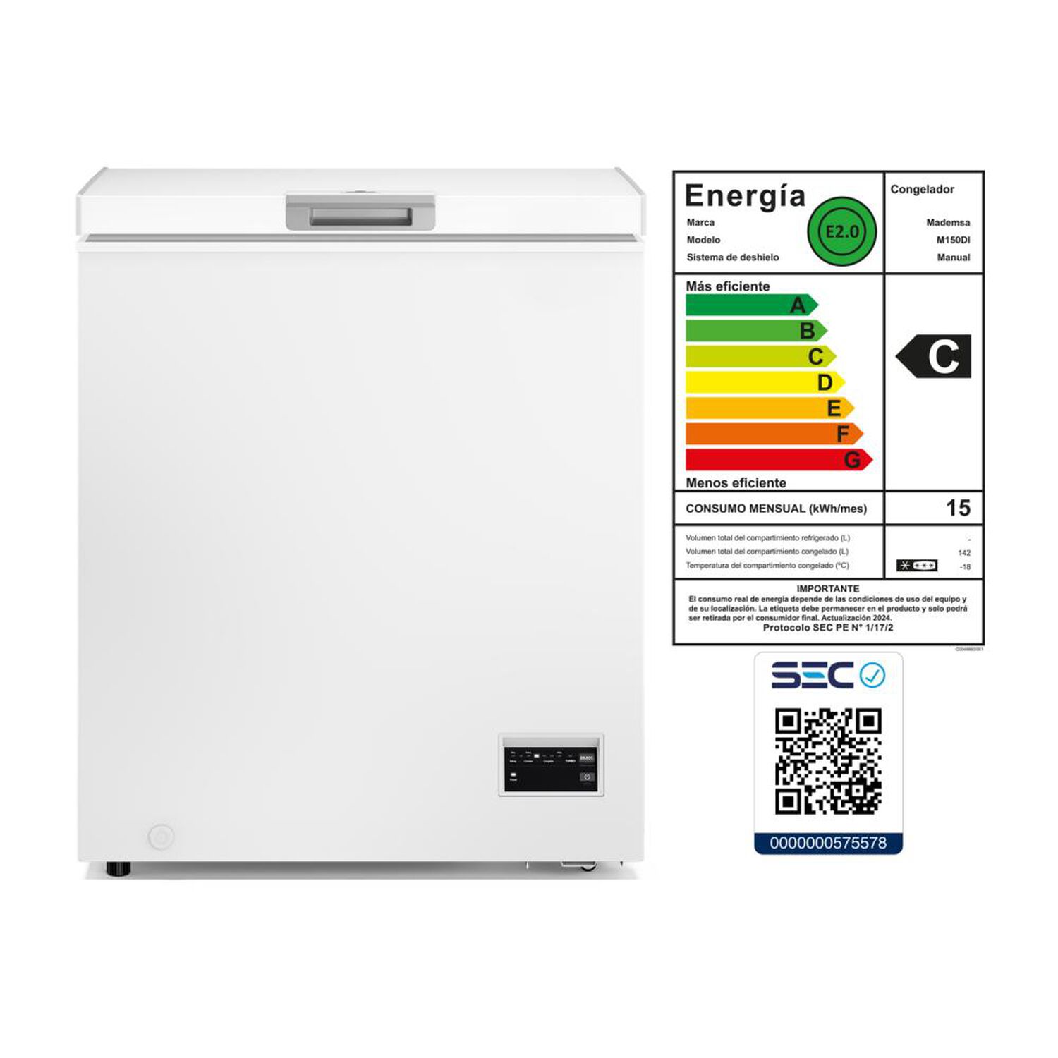 Freezer Horizontal Mademsa M150di / Fr&iacute;o Directo / 142 Litros / C image number 9.0