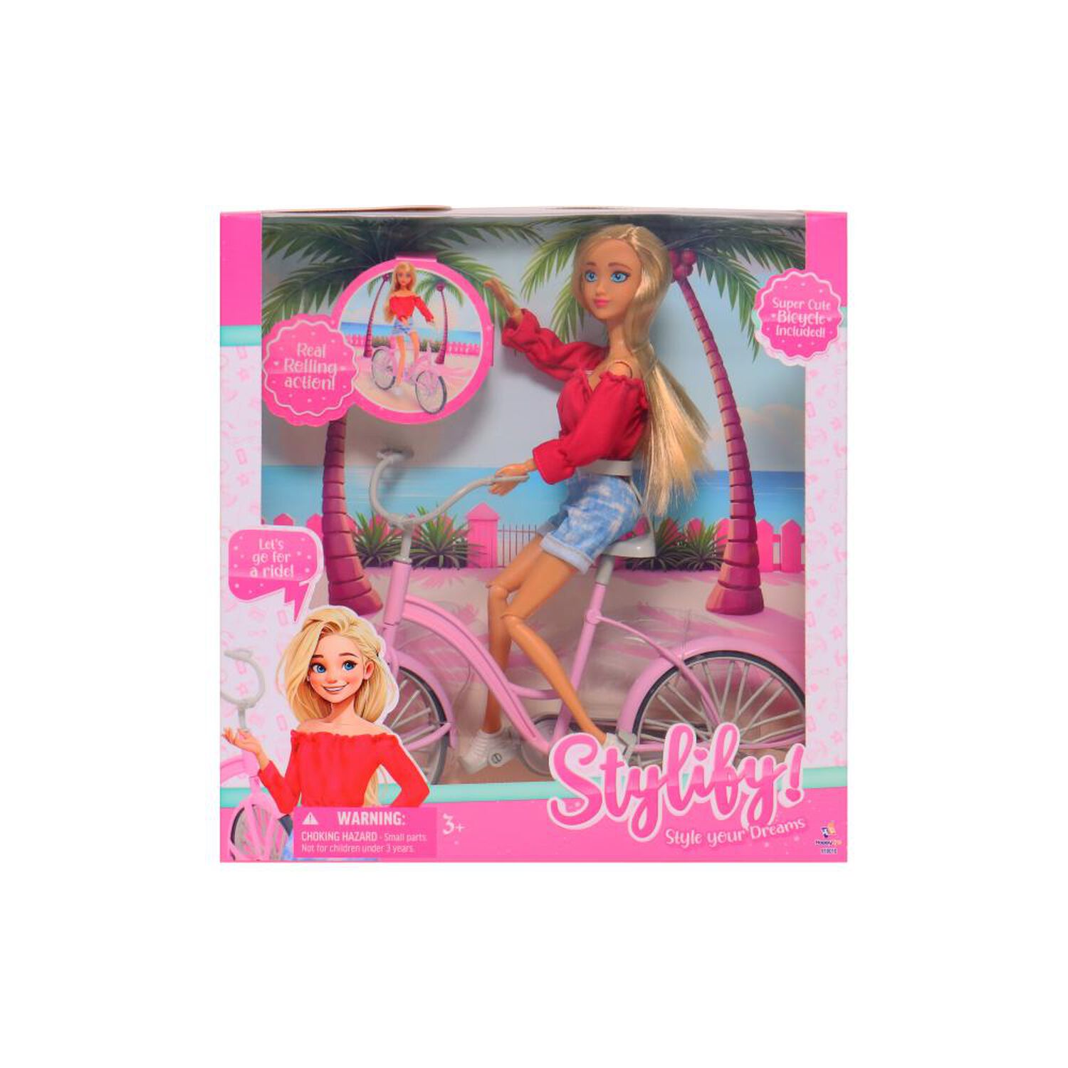 Mu&ntilde;eca Fashion 31 Cm Con Bicicleta Happyline image number 0.0