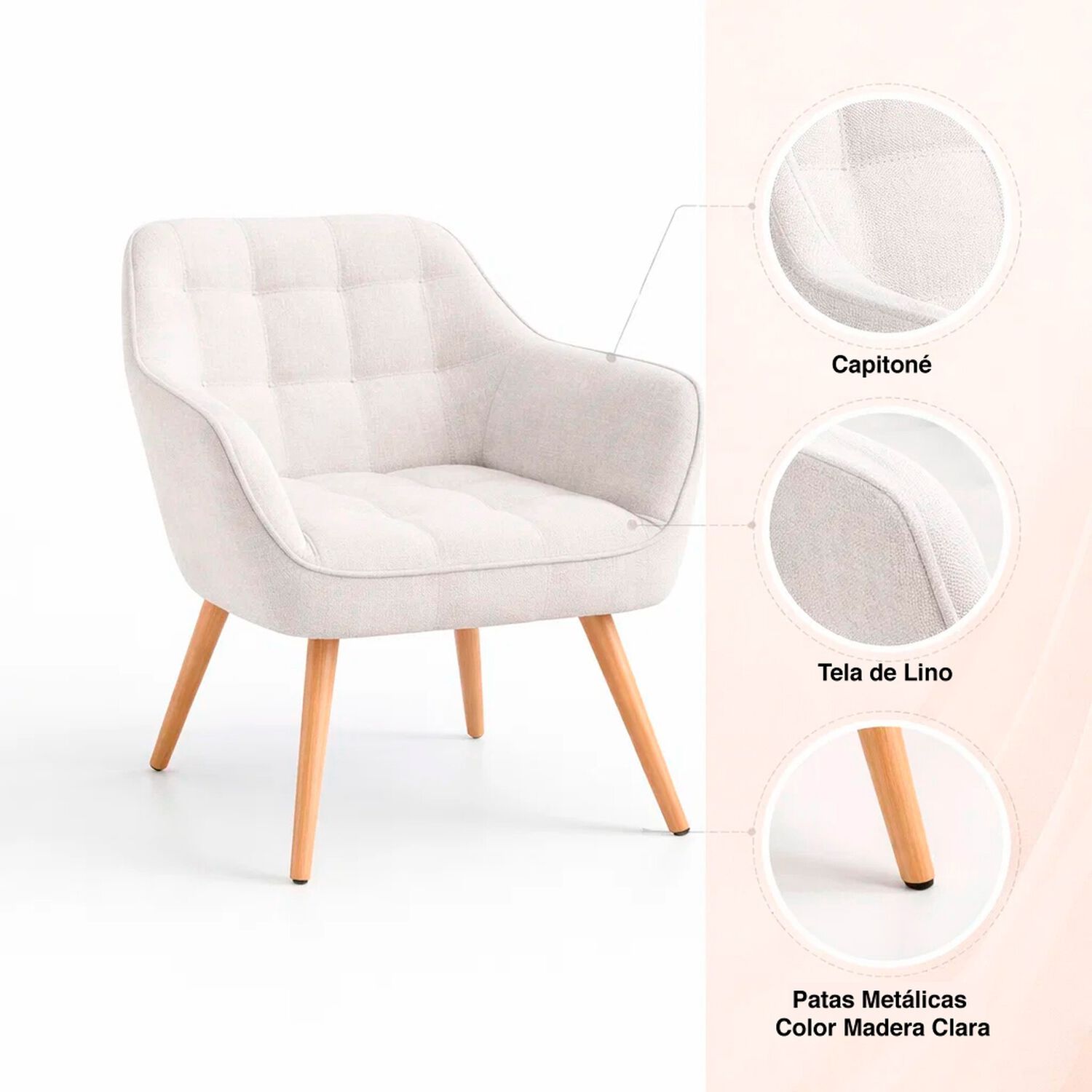Butaca Decorativa Velvet Chic - Beige image number 4.0