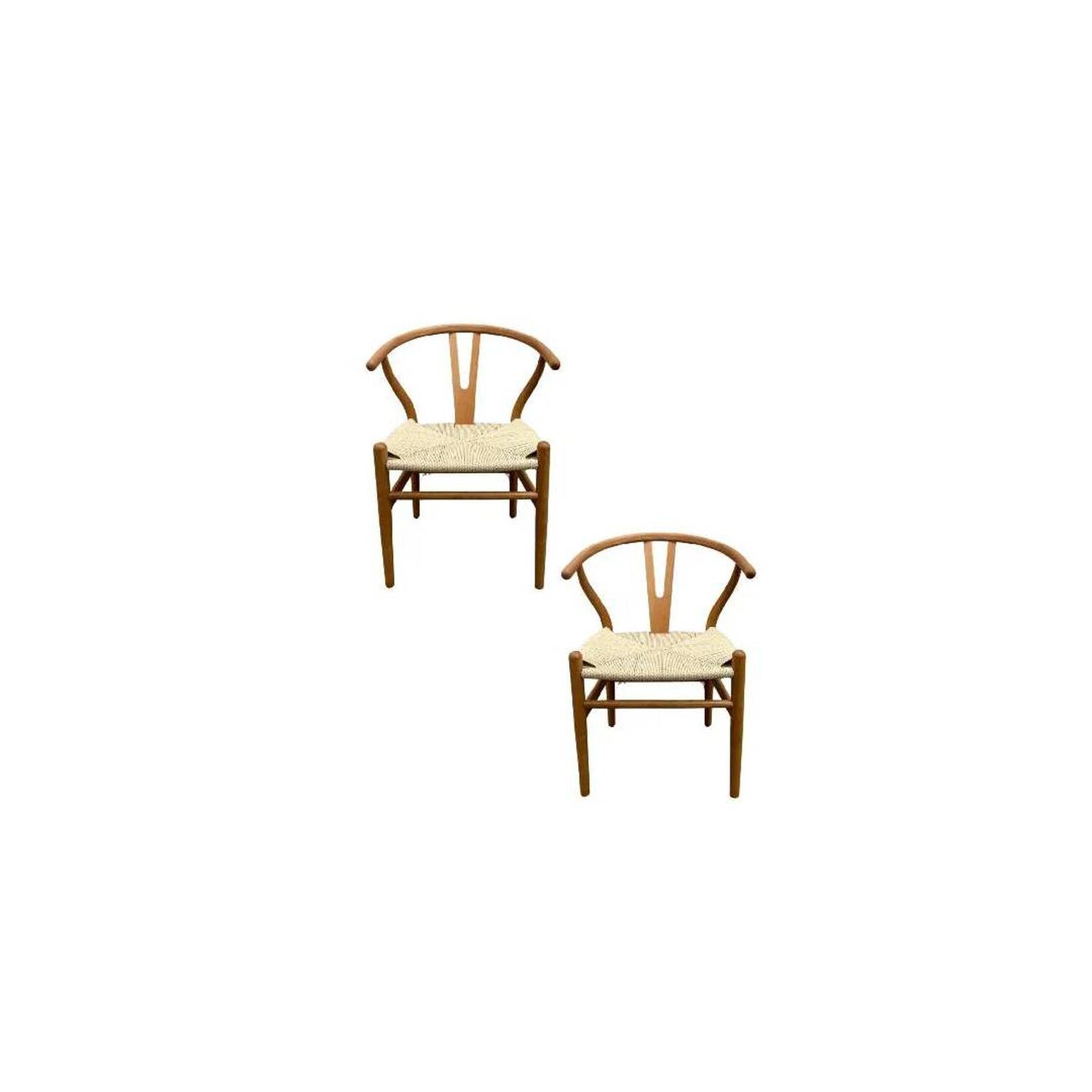 Pack 2 Sillas Wishbone Madera Asiento Rat&aacute;n Natural image number 0.0