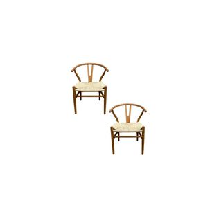 Pack 2 Sillas Wishbone Madera Asiento Rat&aacute;n Natural