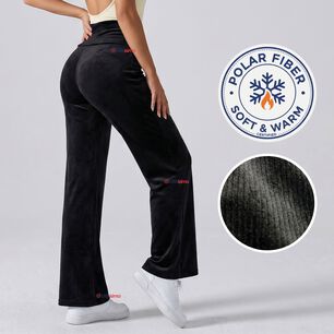 Pantal&oacute;n Cotel&eacute; Palazzo Polar Con Chiporro Elasticado T&eacute;rmico Negro