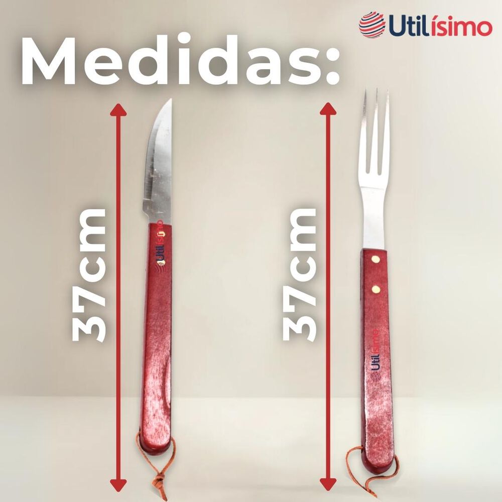 Set Cuchillo + Tenedor Para Parrillas Y Asados Acero Inoxidable image number 3.0