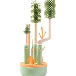 Set Cepillo De Silicona Limpiadores Mamadera Con Escurridor