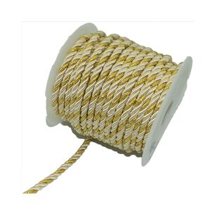 Cord&oacute;n Blanco Con Dorado 5mm 20 Mts