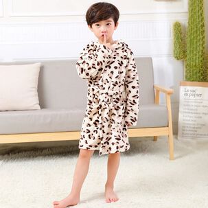 Bata De Ba&ntilde;o Capucha Bolsillos Ni&ntilde;o Ni&ntilde;a Polar Animal Print