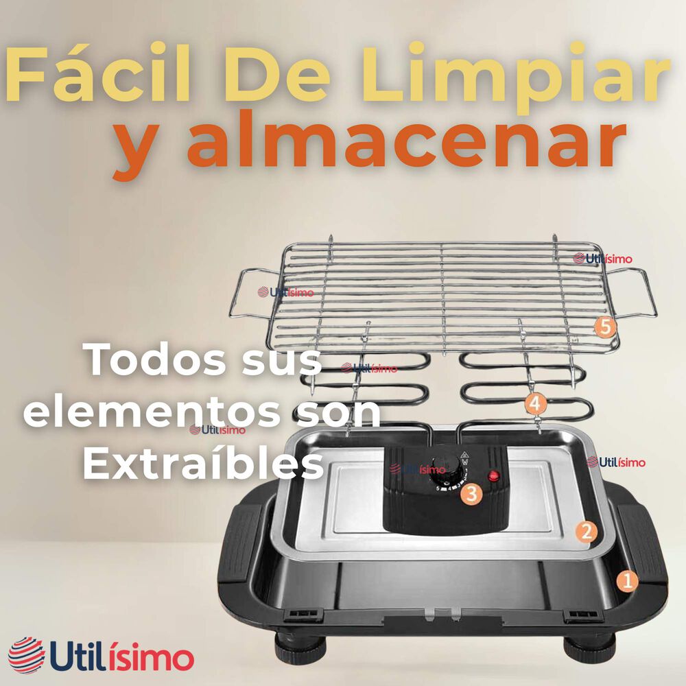 Parrillera Eléctrica Asador 2000w De Potencia Antiadherente Negro image number 8.0