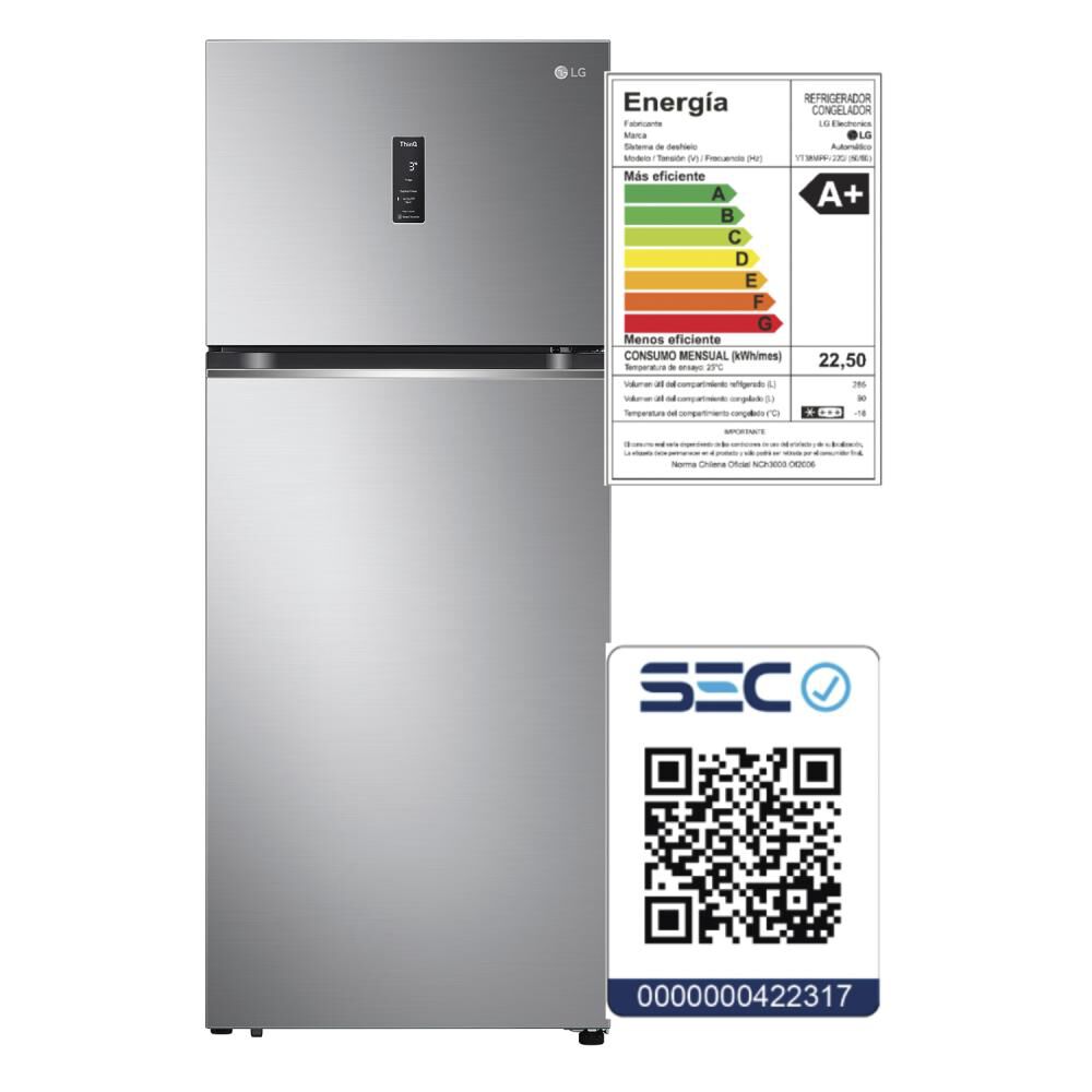 Refrigerador Top Freezer LG VT38MPP / No Frost / 375 Litros / A+ image number 14.0
