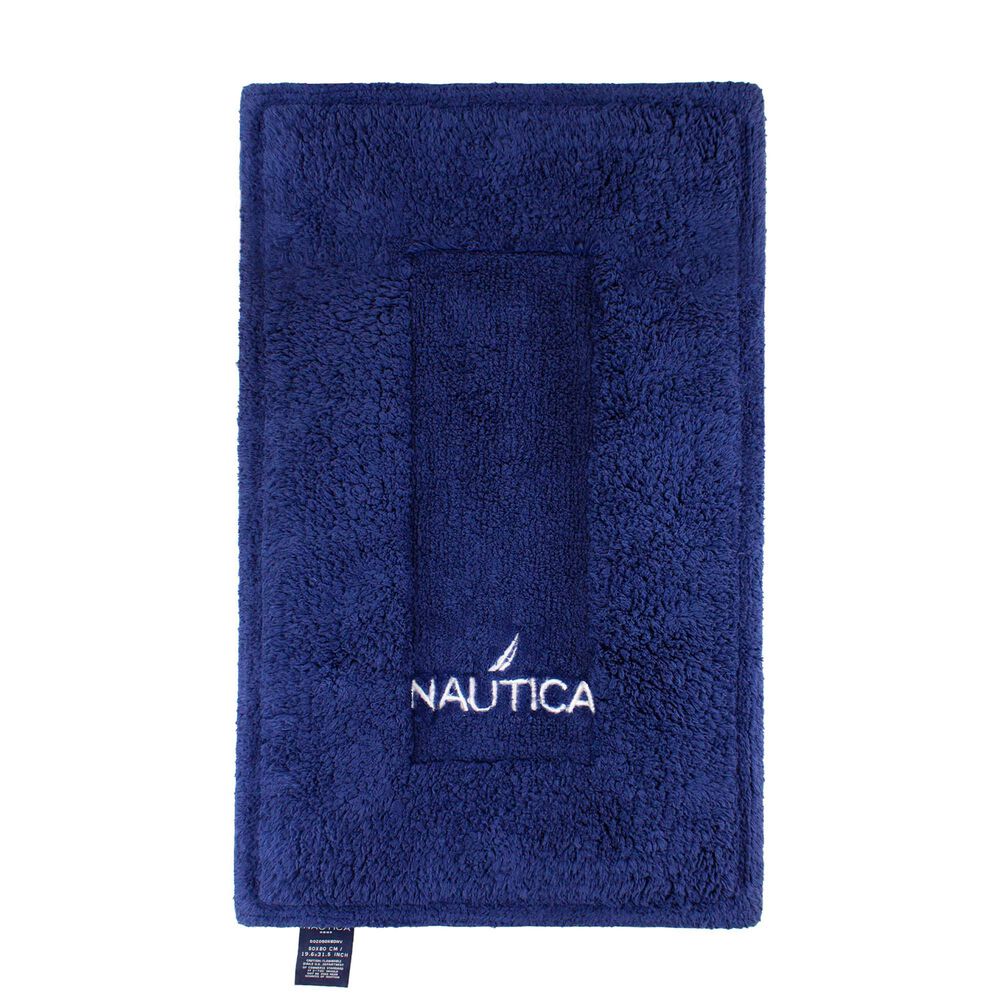 Pack 2 Alfombra De Ba&ntilde;o Algod&oacute;n Absorbente Gozo Nautica 50x80cm Azul Marino image number 4.0