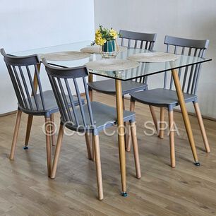 Comedor Vidrio Templado 120x80cms + 4 Sillas Windsor