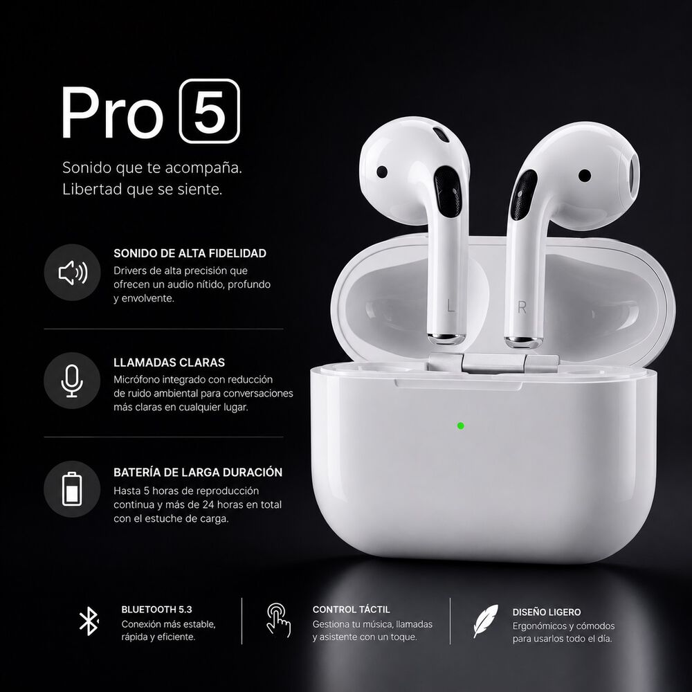 Audifonos Inalambricos Pro 5 Compatible Android Y Iphone image number 3.0