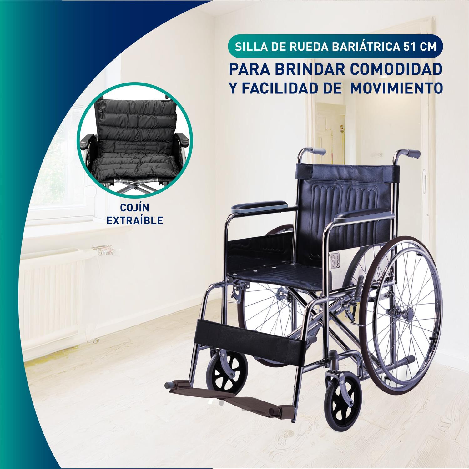Silla De Ruedas Sobrepeso Bariatrica Strong 51cm image number 3.0
